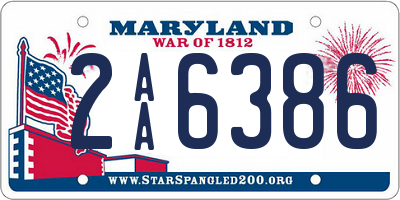 MD license plate 2AA6386