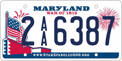 MD license plate 2AA6387