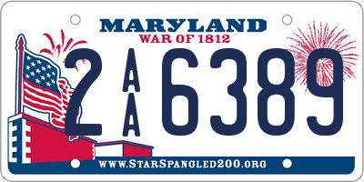 MD license plate 2AA6389