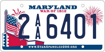 MD license plate 2AA6401