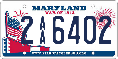 MD license plate 2AA6402