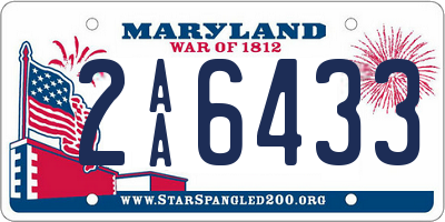 MD license plate 2AA6433