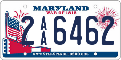 MD license plate 2AA6462