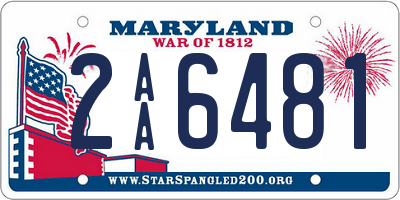 MD license plate 2AA6481