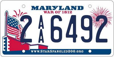 MD license plate 2AA6492