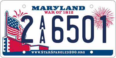 MD license plate 2AA6501