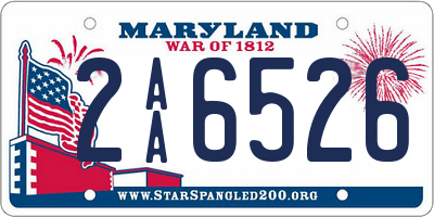 MD license plate 2AA6526