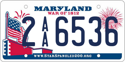 MD license plate 2AA6536