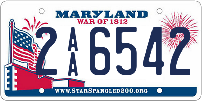 MD license plate 2AA6542