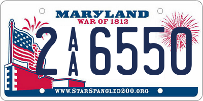 MD license plate 2AA6550