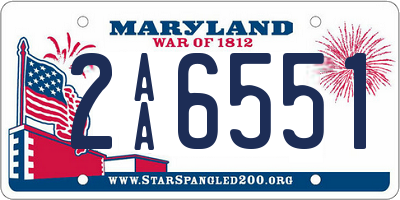 MD license plate 2AA6551