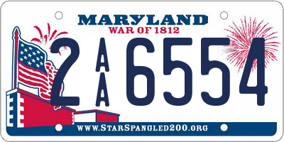 MD license plate 2AA6554