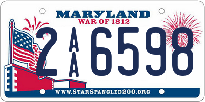 MD license plate 2AA6598