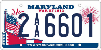 MD license plate 2AA6601