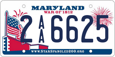 MD license plate 2AA6625