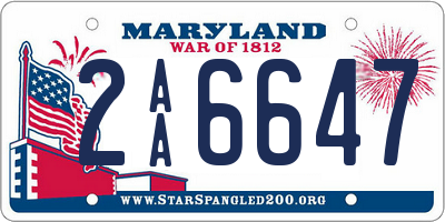 MD license plate 2AA6647