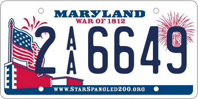 MD license plate 2AA6649