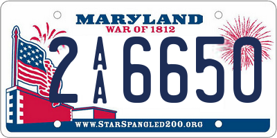 MD license plate 2AA6650