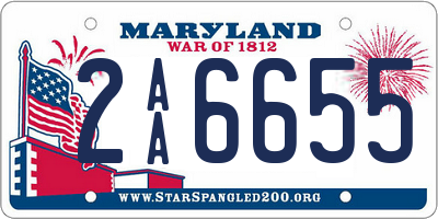 MD license plate 2AA6655