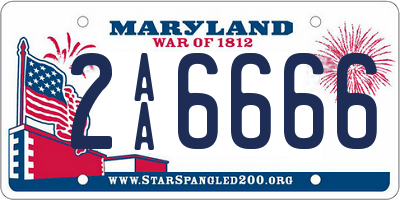 MD license plate 2AA6666