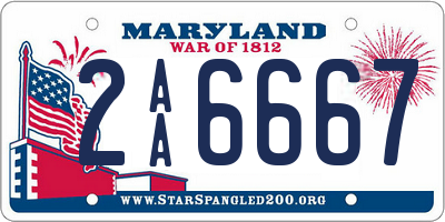 MD license plate 2AA6667