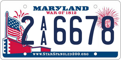 MD license plate 2AA6678