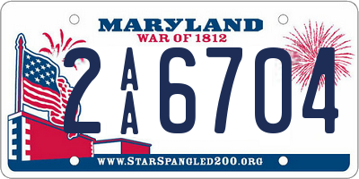 MD license plate 2AA6704