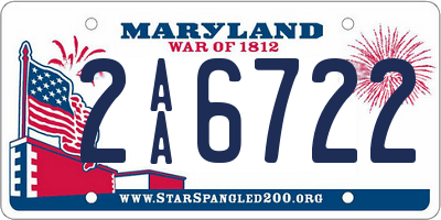 MD license plate 2AA6722