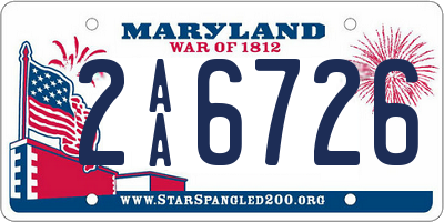 MD license plate 2AA6726