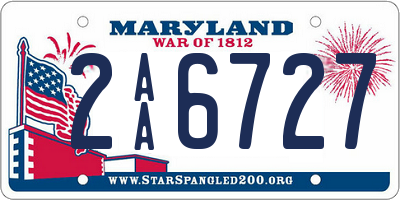 MD license plate 2AA6727