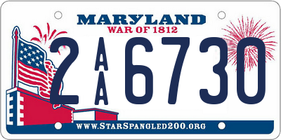 MD license plate 2AA6730
