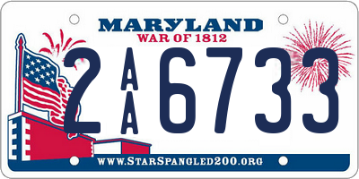 MD license plate 2AA6733