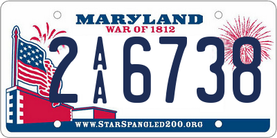 MD license plate 2AA6738