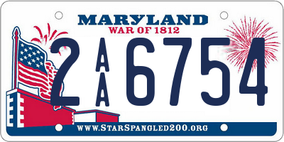 MD license plate 2AA6754