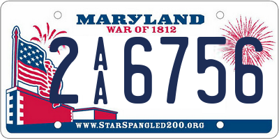 MD license plate 2AA6756