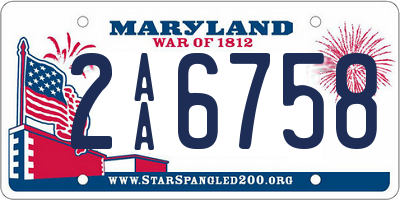 MD license plate 2AA6758