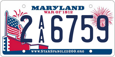 MD license plate 2AA6759