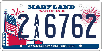 MD license plate 2AA6762