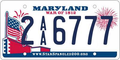 MD license plate 2AA6777