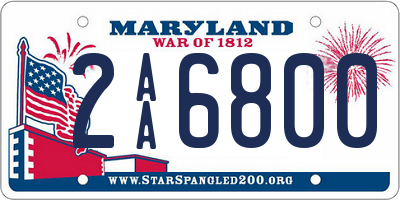 MD license plate 2AA6800