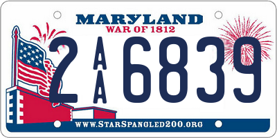 MD license plate 2AA6839