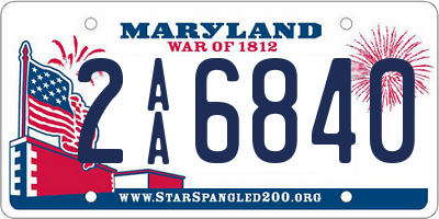 MD license plate 2AA6840
