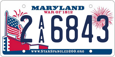 MD license plate 2AA6843