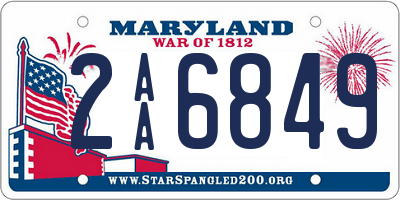 MD license plate 2AA6849