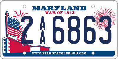 MD license plate 2AA6863