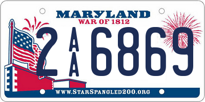 MD license plate 2AA6869