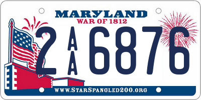 MD license plate 2AA6876