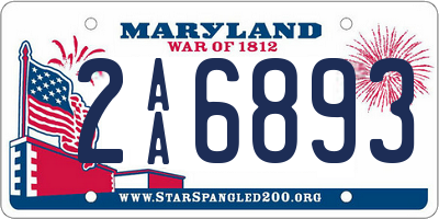 MD license plate 2AA6893