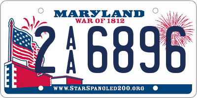 MD license plate 2AA6896