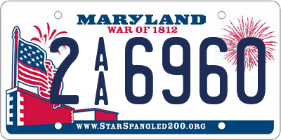 MD license plate 2AA6960